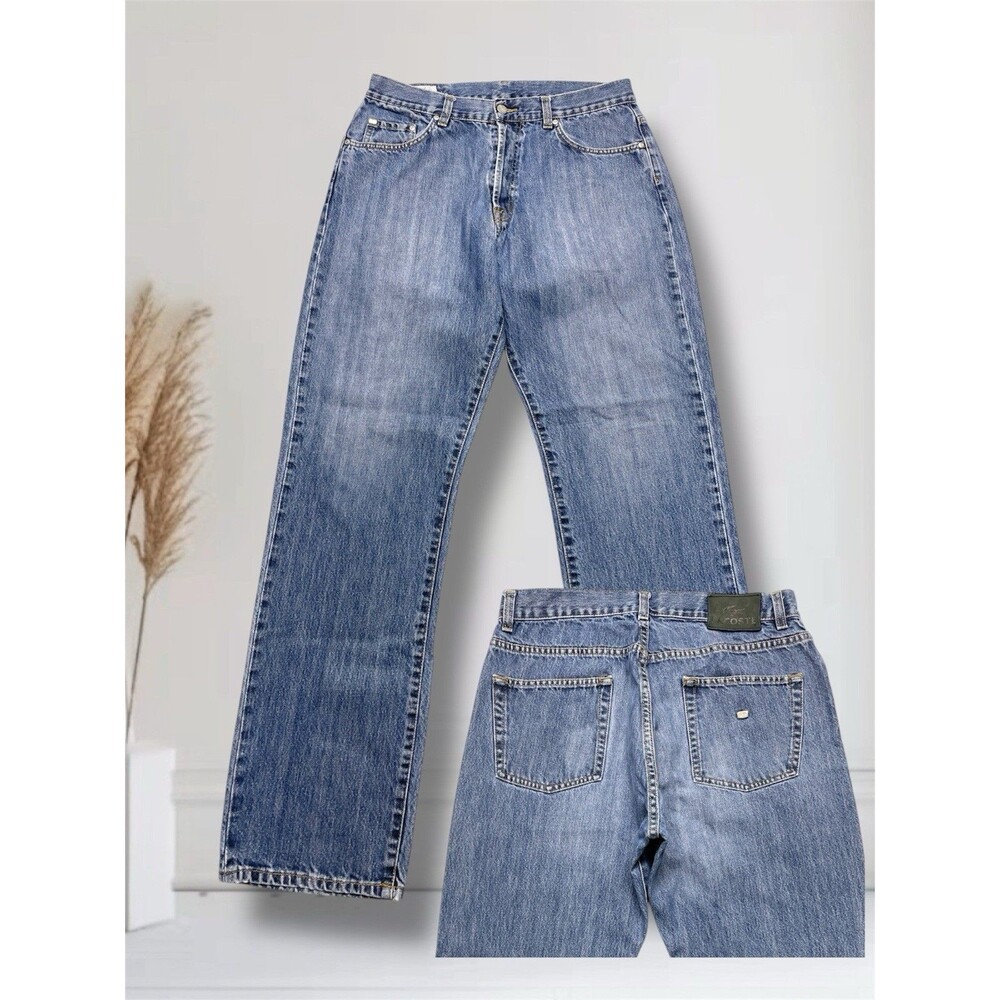 Lacoste Men's (44) W34 L 31 Buttonfly Straight Leg Blue Jeans